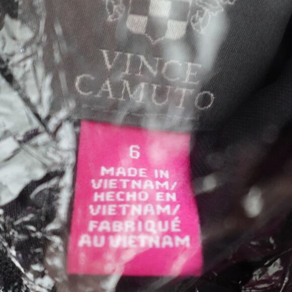 Vince Camuto Black Long Sleeve Mesh Dress with Sequin Stars Women's Size 6 - Picture 4 of 9